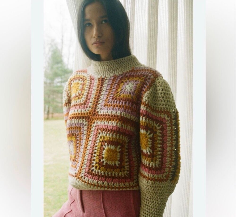 Sea New York Farrah Crochet Crewneck Sweater M